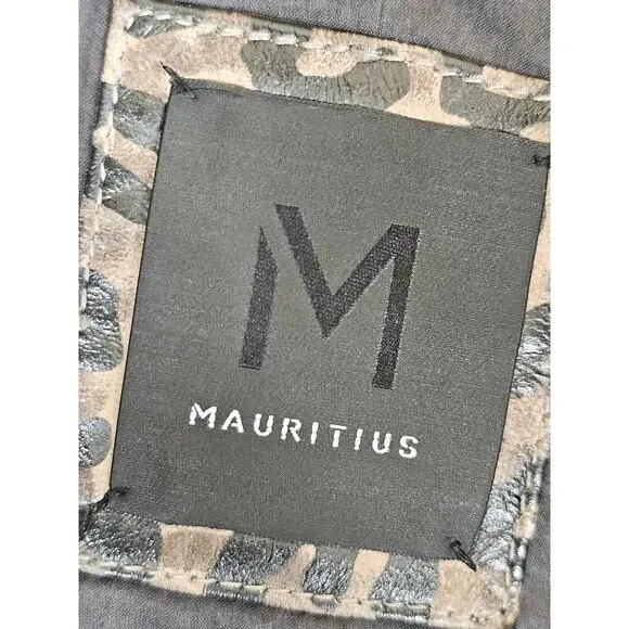 New Mauritius Vicki Leopard Print Leather Moto Jacket $350 Size 10